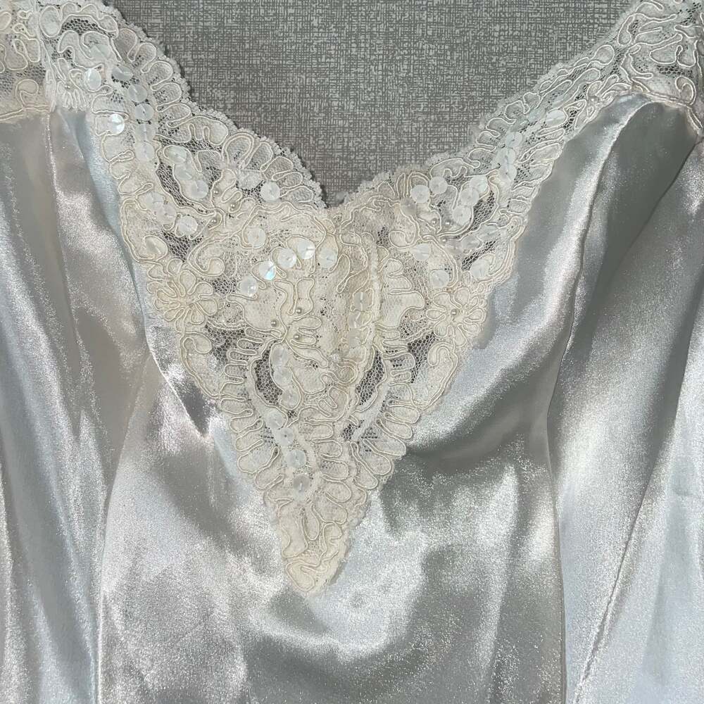 Y2K Victoria's Secret Ivory Sequin Mini Slip with Robe - Picture 3 of 8